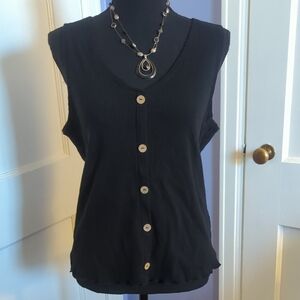 No Boundaries Black Sleeveless Button-Up Top